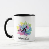 Moderne farbenfrohe Y2K botanische Monogramm  Tasse (Links)