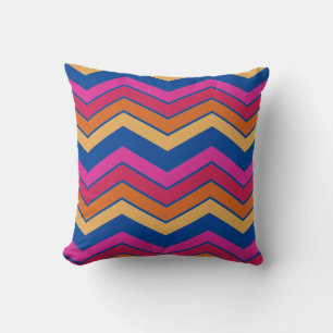 Moderne farbenfrohe Zickzack-Chevron-Muster Mädche Kissen