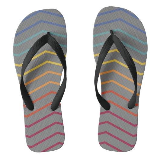 Moderne farbenfrohe Zigzag Muster Flip Flops Badesandalen (Fußbett)