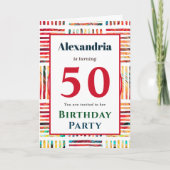 Moderne Farbenpracht, fabelhafte 50. Geburtstagsei Karte (Vorderseite)