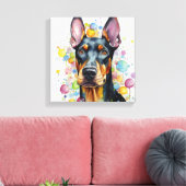 Moderne Farbenspiel Doberman Art Leinwanddruck (Insitu (Wohnzimmer))