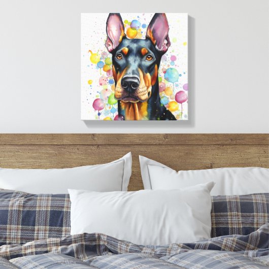Moderne Farbenspiel Doberman Art Leinwanddruck (Insitu (Schlafzimmer))