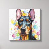 Moderne Farbenspiel Doberman Art Leinwanddruck (Vorderseite)