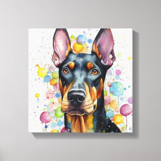 Moderne Farbenspiel Doberman Art Leinwanddruck (Vorderseite)
