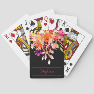 Moderne Farbflorenflorierung + Namensvorlage Spielkarten