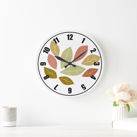 Moderne farbige Blätter Große Wanduhr (Zuhause)