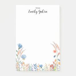 Moderne farbige Blume Wasserfarbe Nachhinweise Post-it Klebezettel