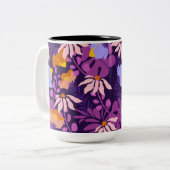 Moderne farbige Blume Zweifarbige Tasse (Vorderseite Links)