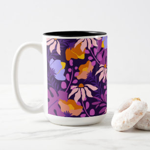 Moderne farbige Blume Zweifarbige Tasse