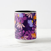 Moderne farbige Blume Zweifarbige Tasse (Mittel)