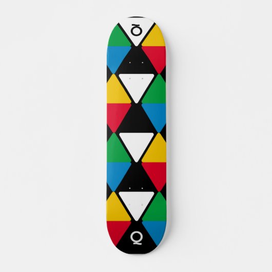 Moderne Farbige Dreiecke Monogramm Skateboard (Vorne)