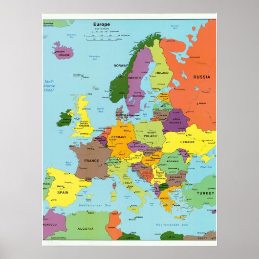 Moderne Farbige Europakarte Poster (Vorne)