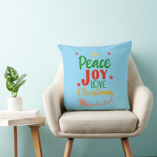 Moderne Farbige Frieden Freude Liebe Weihnachten T Kissen