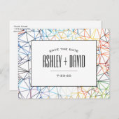 Moderne farbige geometrische Save the Date Postkar Einladungspostkarte (Vorne/Hinten)