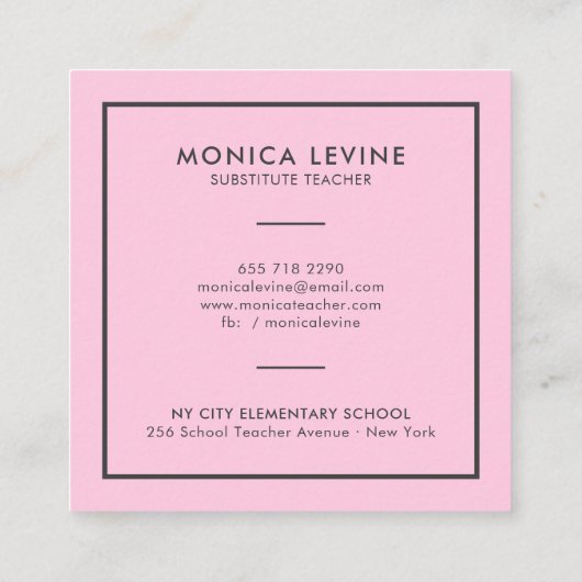 Moderne farbige Gradienten rosa Hallo Typografie Quadratische Visitenkarte (Rückseite)