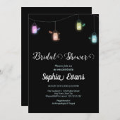 Moderne farbige Hanging Mason Jars Black Dusche Einladung (Vorne/Hinten)