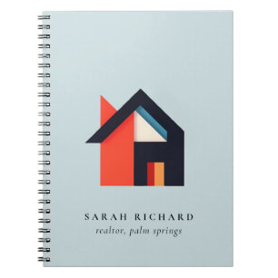 Moderne Farbige Haus-Logo Makler Blau Rot Orange Notizblock