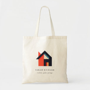 Moderne Farbige Haus-Logo Makler Blau Rot Orange Tragetasche