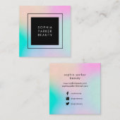 Moderne farbige Holografie| Soziale Medien Quadratische Visitenkarte (Vorne/Hinten)