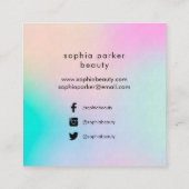 Moderne farbige Holografie| Soziale Medien Quadratische Visitenkarte (Rückseite)