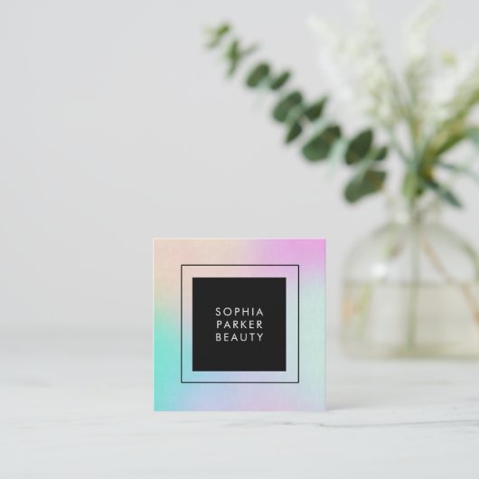 Moderne farbige Holografie| Soziale Medien Quadratische Visitenkarte (Stehend Vorderseite)
