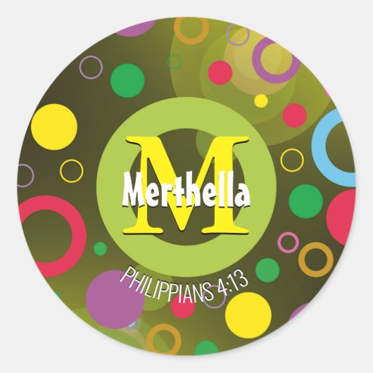 Moderne farbige Kreise Monogram, kundenspezifisch  Runder Aufkleber (Vorderseite)