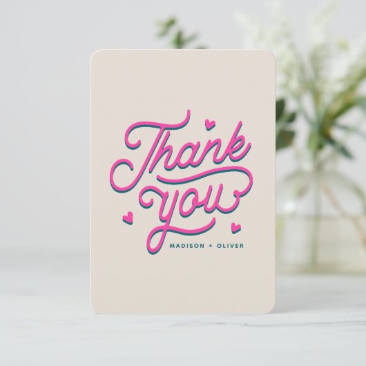 Moderne farbige, mutige Dankbarkeit für Typografie Dankeskarte (Stehend Vorderseite)