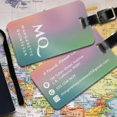 Moderne farbige Pastellfarben und weiße Monogramm- Gepäckanhänger