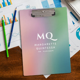 Moderne farbige Pastellfarben und weiße Monogramm- Klemmbrett