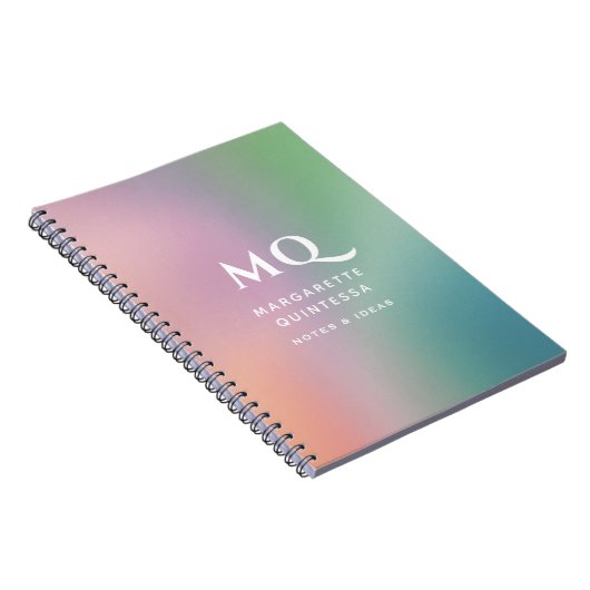 Moderne farbige Pastellfarben und weiße Monogramm- Notizblock (Rechte Seite)