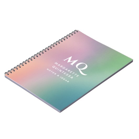 Moderne farbige Pastellfarben und weiße Monogramm- Notizblock (Linke Seite)