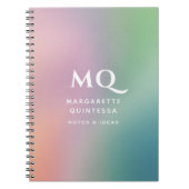 Moderne farbige Pastellfarben und weiße Monogramm- Notizblock (Vorderseite)