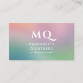 Moderne farbige Pastellfarben und weiße Monogramm- Visitenkarte (Vorderseite)