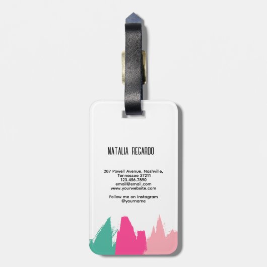 Moderne farbige Pinselstriche Gepäckanhänger (Rückseite vertikal)