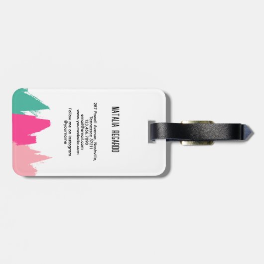Moderne farbige Pinselstriche Gepäckanhänger (Rückseite horizontal)