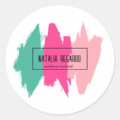 Moderne farbige Pinselstriche Runder Aufkleber (Vorderseite)