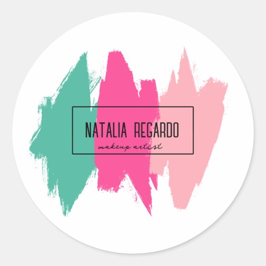 Moderne farbige Pinselstriche Runder Aufkleber (Vorderseite)