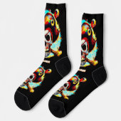 Moderne farbige Piratenflagge Socken (Linkes Detail)