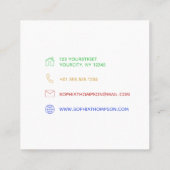 Moderne farbige Regenbogen-Polygonal - Visitenkart Quadratische Visitenkarte (Rückseite)