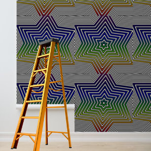 Moderne farbige Regenbogenstars Muster Peel Stick Tapete