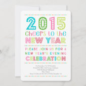 Moderne farbige Silvester-Party Einladung (Vorderseite)