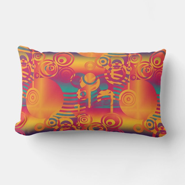 Moderne farbige Streifen und Streifen - orange Lendenkissen (Vorderseite)