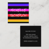 Moderne farbige Textur mit schwarzen Streifen Quadratische Visitenkarte (Vorne/Hinten)