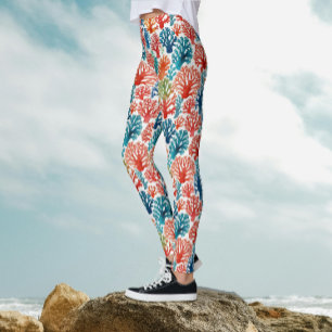 Moderne Farbige Tropische Ozean Korallen Aquarell Leggings