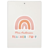 Moderne, farbige Typografie Regenbogenlehrer Klemmbrett (Rückseite)