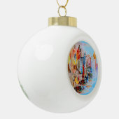 Moderne, farbige Wasserfarbe NYC Keramik Kugel-Ornament (Links)