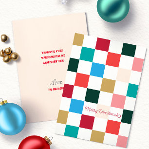 Moderne farbige Weihnachtskarte für das Schachbret Feiertagskarte