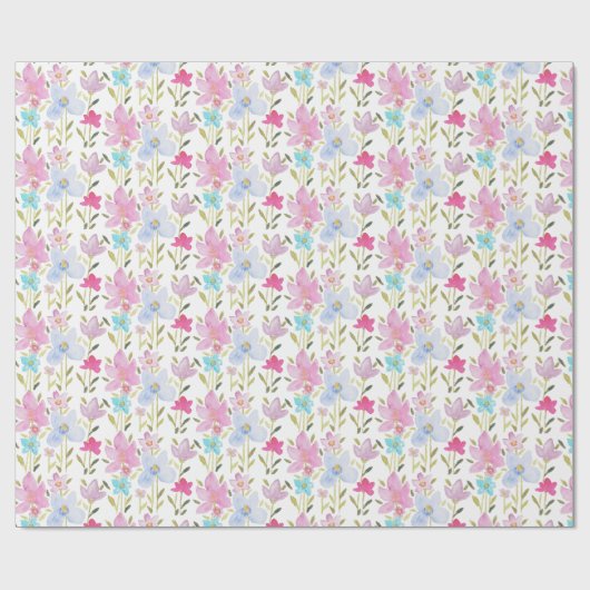 Moderne farbige Wildblumen Geschenkpapier (Flach)
