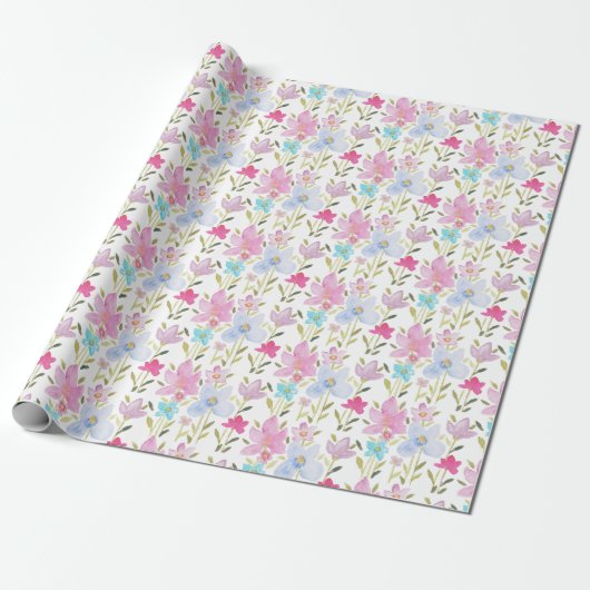 Moderne farbige Wildblumen Geschenkpapier (Ungerollt)