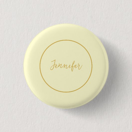 Moderne Farbkalligraphie aus Gold und Creme Schlic Button (Vorderseite)